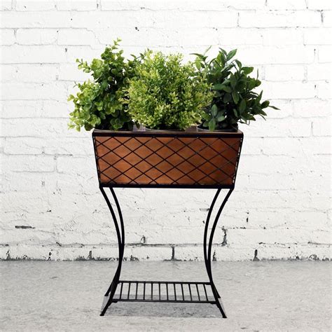 metal plant box stand|standing planters for outdoor plants.